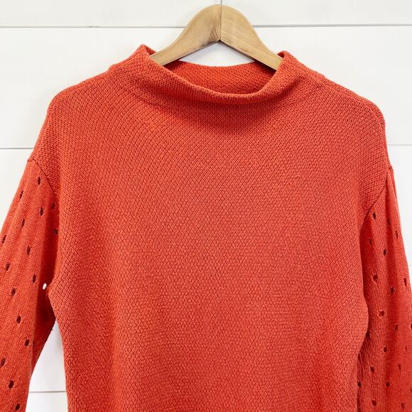 Moth Anthropologie Womens M Ceres Sweater Mockneck Burnt Orange Cottage Bohemian - Picture 4 of 9